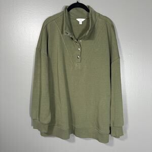 Time & Tru Olive Green Cozycore Pullover Sweatshirt - XXXL (22) - Women's Plus